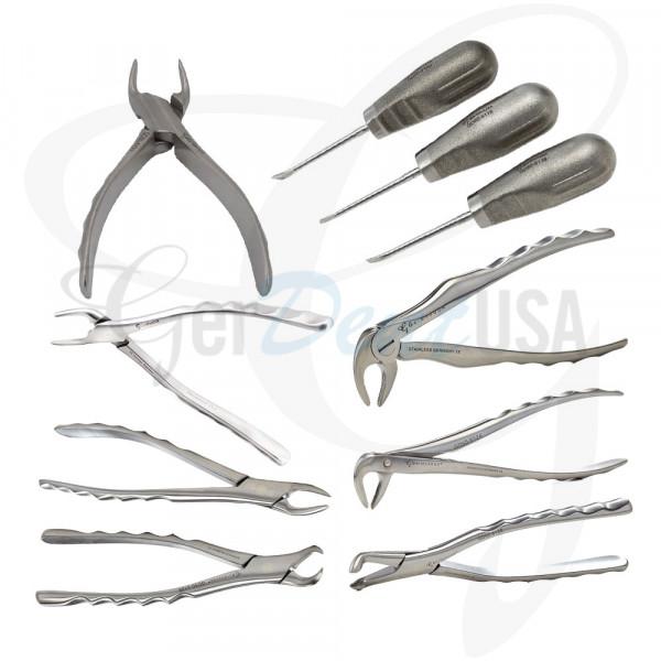 Atraumatic Tooth Extraction Kit With Anglevator Stainless Steel Handle