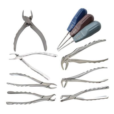 Atraumatic Tooth Extraction Kit With Anglevator Stainless Steel Color Coated Handle