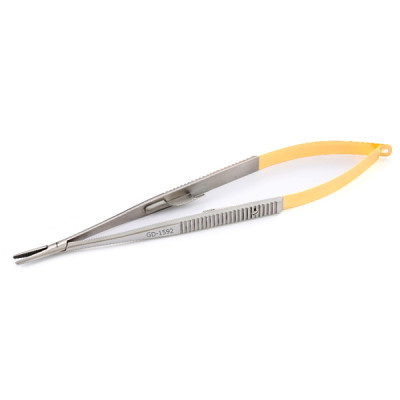 Castroviejo Needle Holder Curved Serrated with Lock Tungsten Carbide 5 1/2